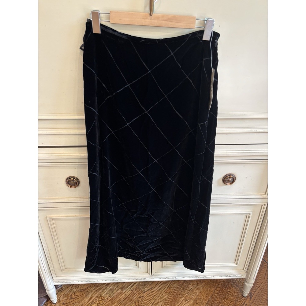 Jones & Co Vintage Velvet Black Full Length Skirt‎ Silk Blend Size 10 NWT Y2K